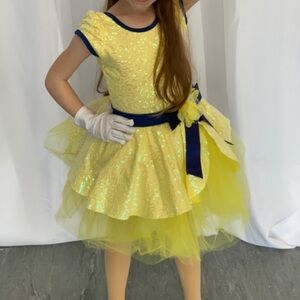 Revolution Sparkling Yellow and Blue Kids Dance Costume